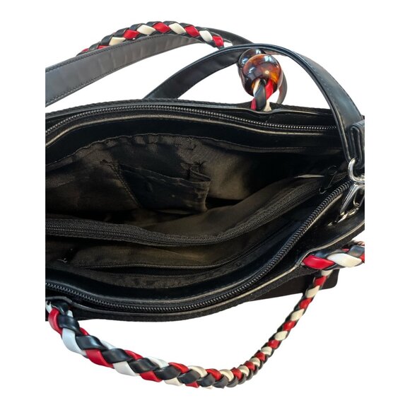 Vintage Floral Embroidered Canvas Handbag – Boho Braided Handles – Removable Str - Picture 5 of 7